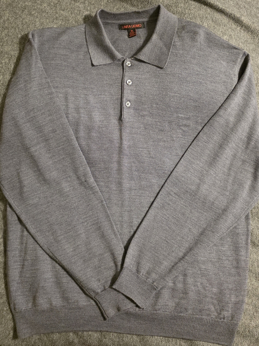 Linea Uomo Men's Gray Long-Sleeve Polo Cardigan Sweater